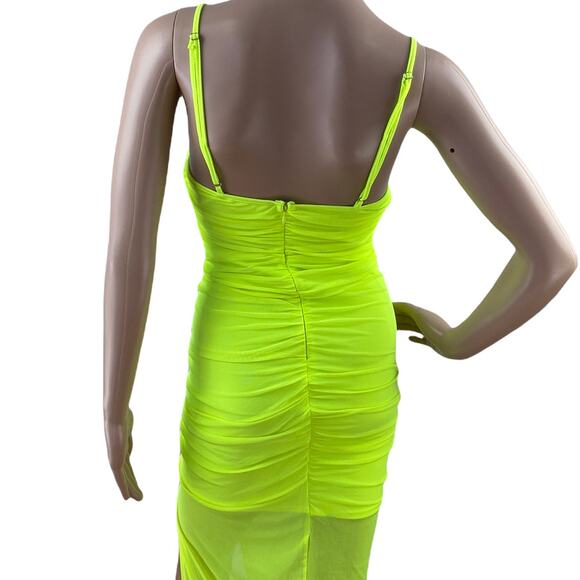 Spring Haze Women Neon Green Sweetheart Neck Spaghetti Strap Mesh Dress Size S - Picture 8 of 9